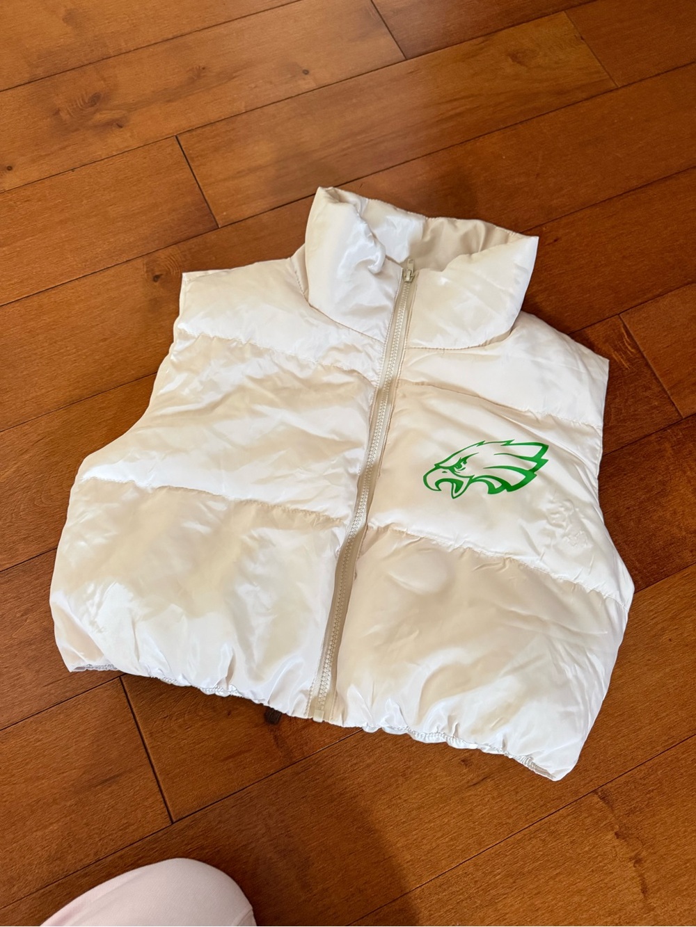 Custom made NFL Philadelphia eagles ivory and green Quilted Vest sz S